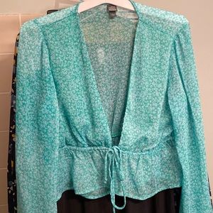 Womens Long Sleeve Tie Front Woven Top Wild Fable